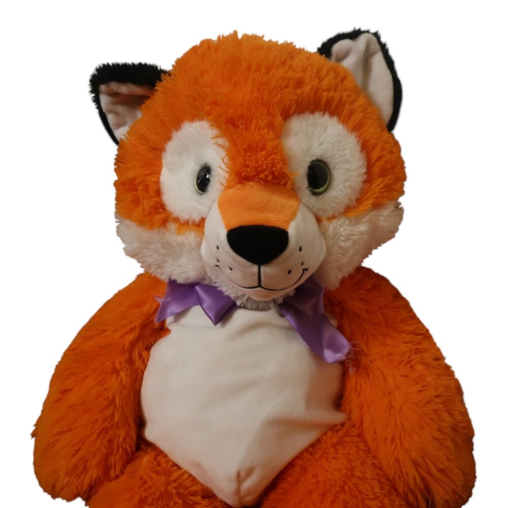 Peek-A-Boo Plush Orange Fox Large Stuffed Animal 20” Purple Bow Soft Toy - Picture 7 of 8